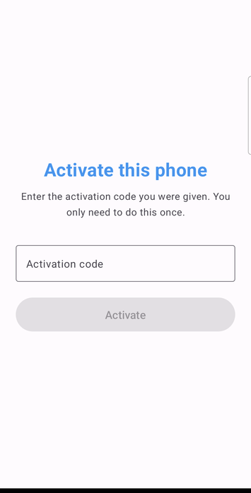Activation screen